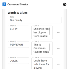 creative writing crossword puzzle